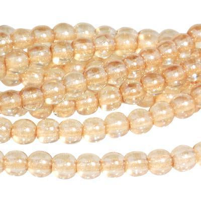 4mm Luster Transparent Champagne Druk Czech Glass Beads - Goody Beads