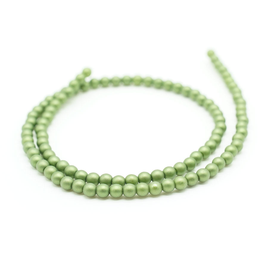 4mm Matte Olive Czech Glass Pearls Strand - Goody Beads