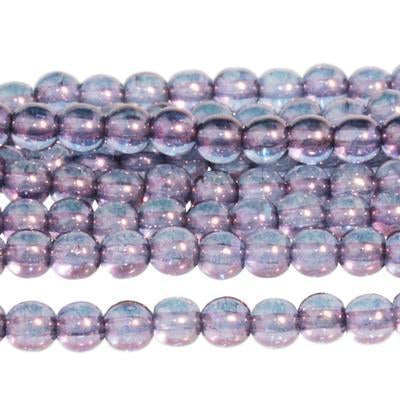 4mm Luster Transparent Denim Blue Druk Czech Glass Beads - Goody Beads