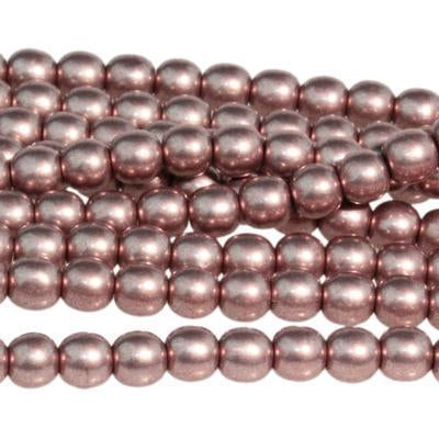 4mm Saturated Metallic Pale Dogwood Druk Czech Glass Beads - Goody Beads