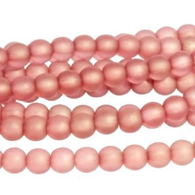 4mm Matte Rosaline Luster Transparent Druk Czech Glass Beads - Goody Beads