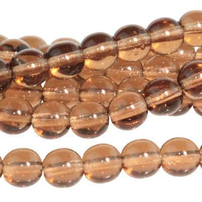 6mm Smokey Topaz Druk Czech Glass Beads - Goody Beads