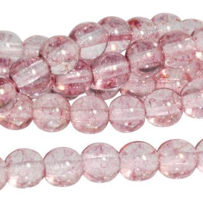 6mm Luster Transparent Topaz Pink Druk Czech Glass Beads - Goody Beads