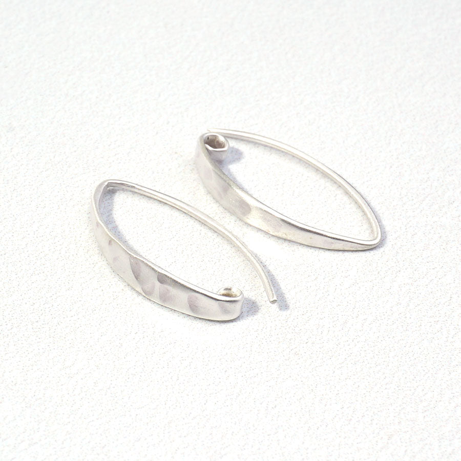 27mm Matte Sterling Silver Long Hammered Ear Wire with Hidden Loop by Nina Designs - Goody Beads