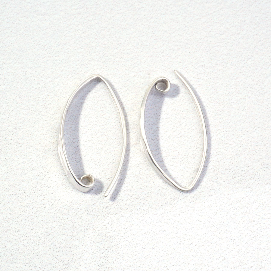 27mm Matte Sterling Silver Long Hammered Ear Wire with Hidden Loop by Nina Designs - Goody Beads