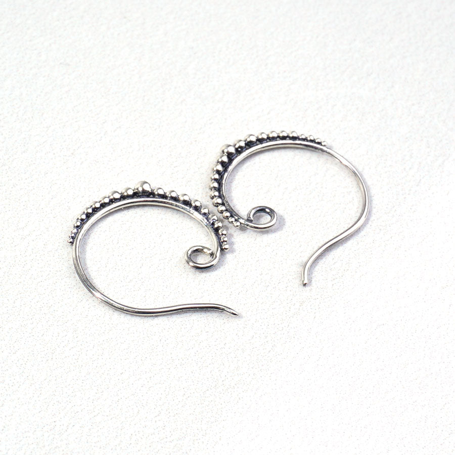 20mm Sterling Silver Small Hoop Earring Hook with Granulation by Nina Designs - Goody Beads