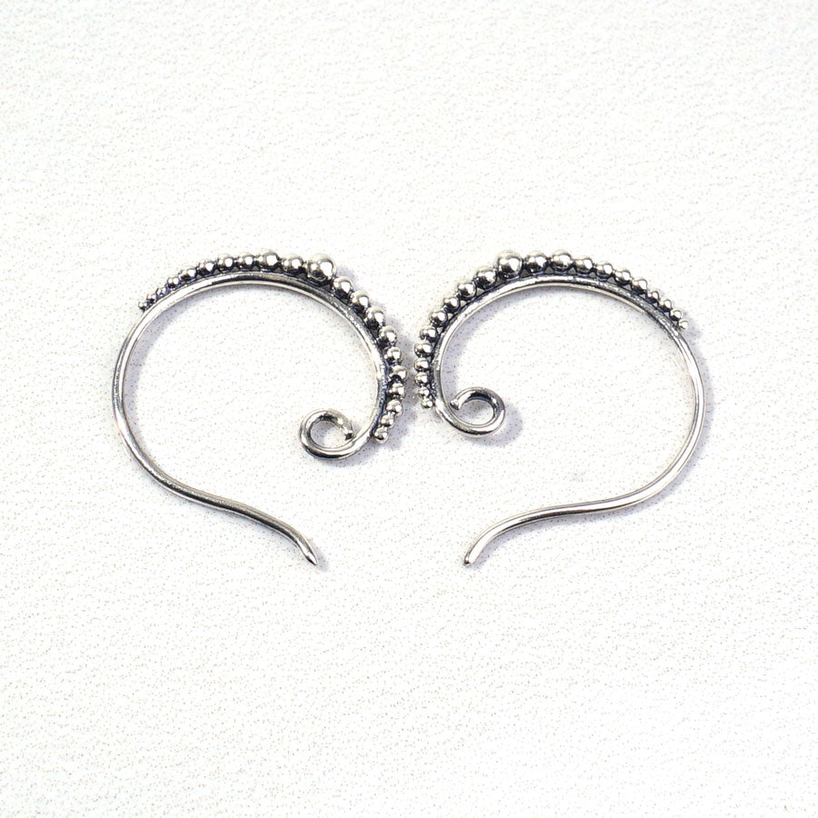 20mm Sterling Silver Small Hoop Earring Hook with Granulation by Nina Designs - Goody Beads