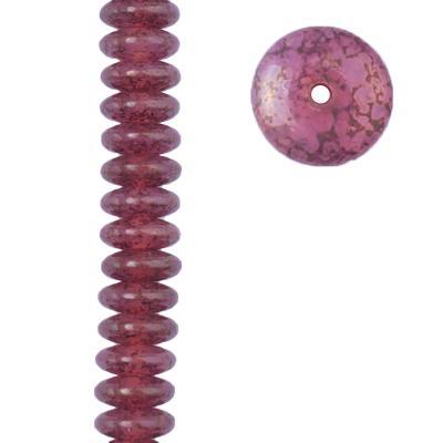 6mm Vintage Rose Pink Opaline with Purple Gold Marble Finish Czech Disc Spacer Beads from Raven's Journey - Goody Beads