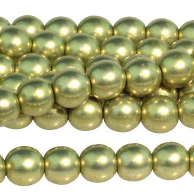 6mm Saturated Metallic Yellow Primrose Druk Czech Glass Beads - Goody Beads