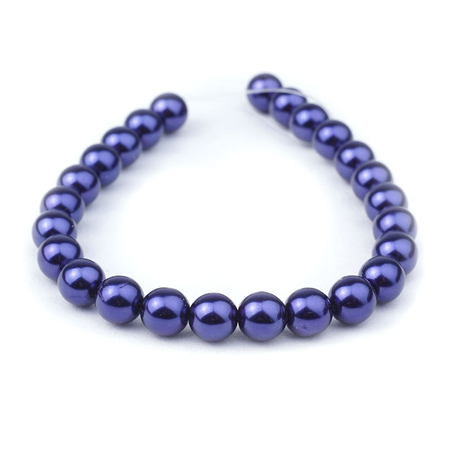 8mm Royal Purple Pearl Coated Czech Glass Pearls Strand - Goody Beads