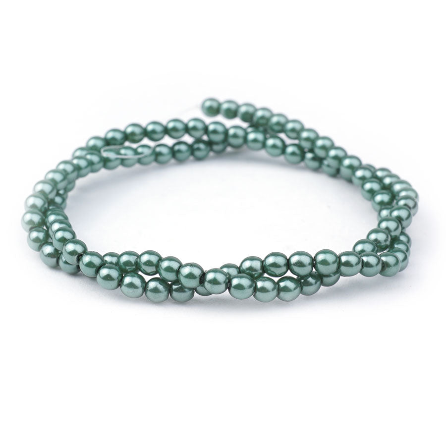 4mm Sage Pearl Coated Czech Glass Pearls Strand - Goody Beads