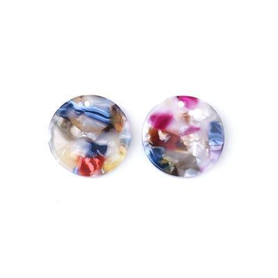 18mm Multi with White Acetate Coin Charm - Goody Beads