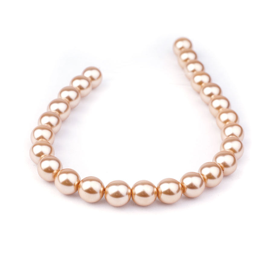 8mm Gold Pearl Coated Czech Glass Pearls Strand - Goody Beads