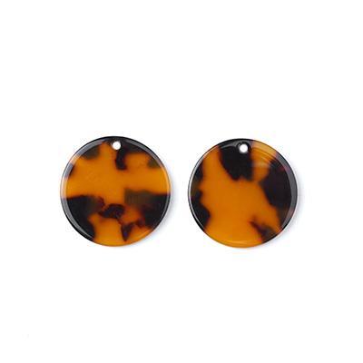 18mm Tortoise Shell Acetate Coin Charm - Goody Beads