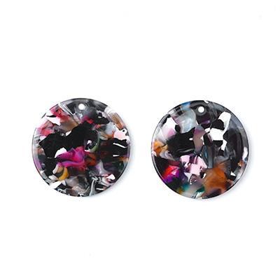 24mm Multi Color Acetate Coin Charm - Goody Beads