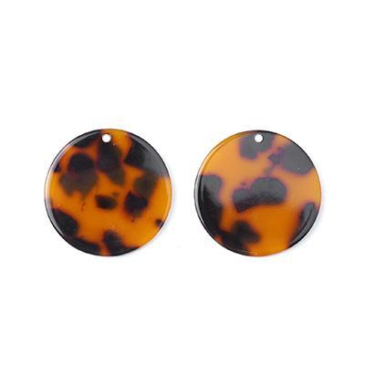 24mm Tortoise Shell Acetate Coin Charm - Goody Beads