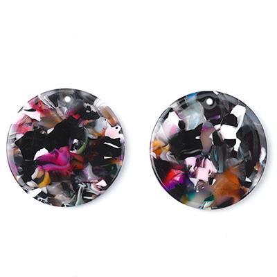 30mm Multi Color Acetate Coin Charm - Goody Beads