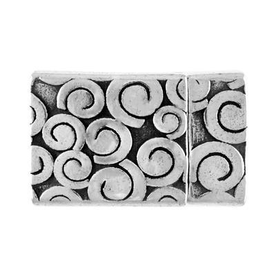 Antique Silver Swirl Magnetic Clasp for Flat Leather - Goody Beads