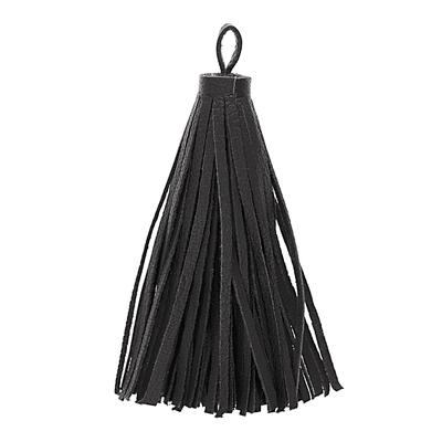 8.5cm Large Black Nappa Leather Tassel - Goody Beads