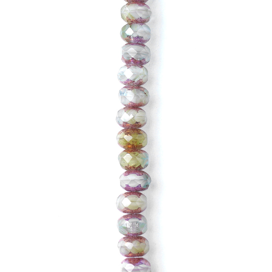 5x3mm Percvian Opal Mix with Purple Bronze Finish Rondelle Czech Glass Beads from Raven's Journey - Goody Beads