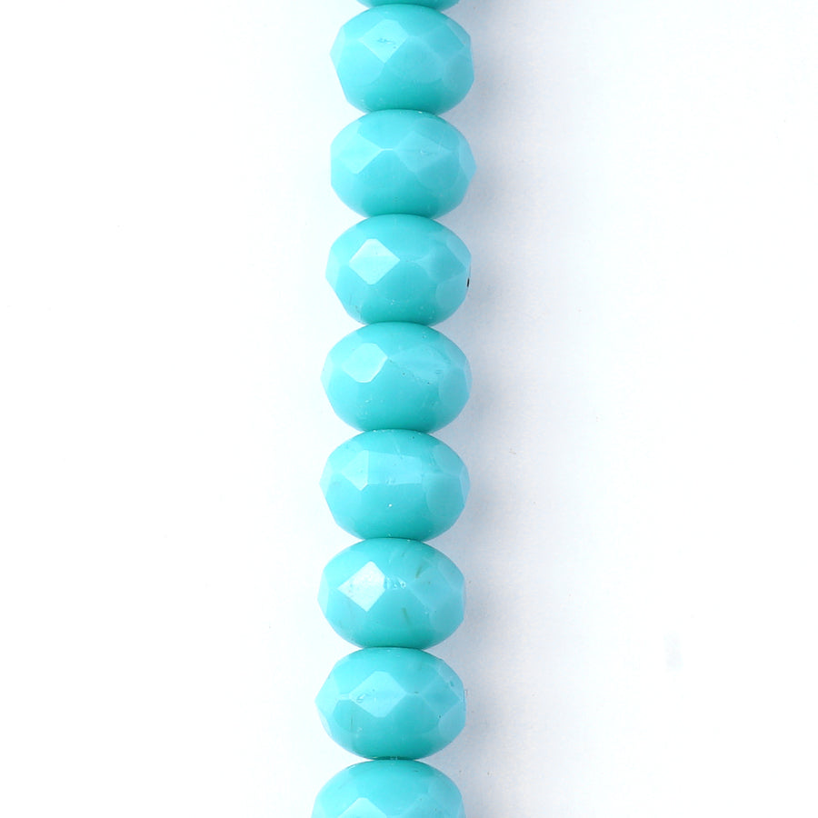 9x6mm Turquoise Opaque Rondelle Czech Glass Beads from Raven's Journey - Goody Beads