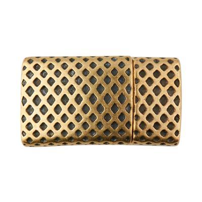 Antique Brass Mesh Print Magnetic Clasp for Flat Leather