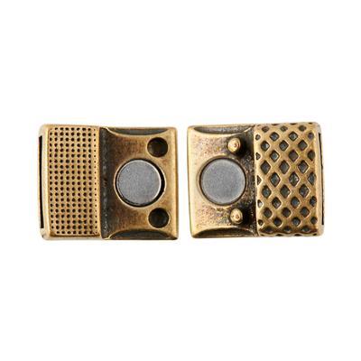 Antique Brass Mesh Print Magnetic Clasp for Flat Leather