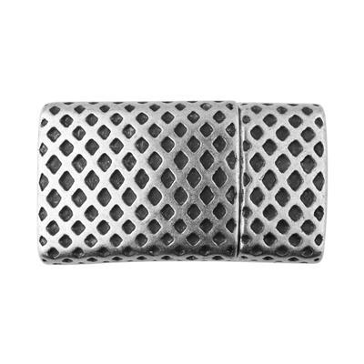 Antique Silver Mesh Print Magnetic Clasp for Flat Leather