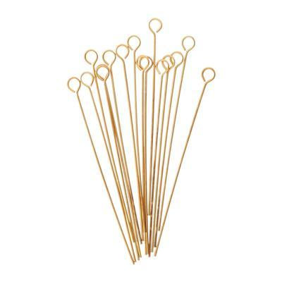 1.5 Inch Satin Hamilton Gold Plated Brass 24 Gauge Eyepins - Goody Beads