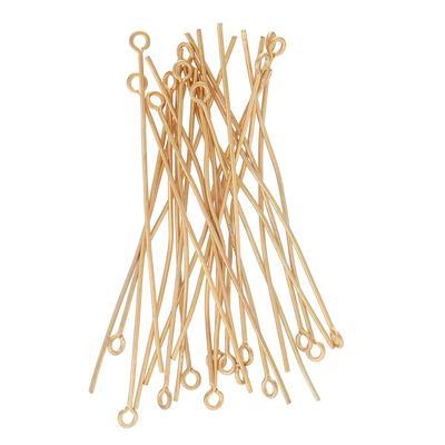 2 Inch Satin Hamilton Gold Plated Brass 22 Gauge Eyepin - Goody Beads