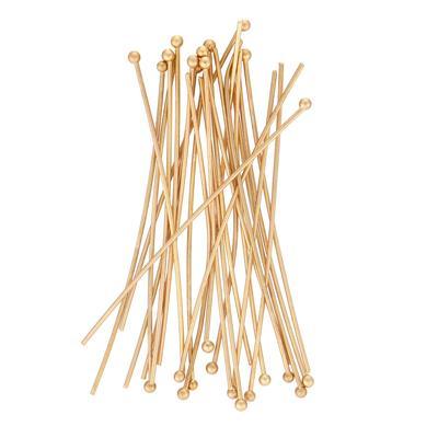 2 Inch Satin Hamilton Gold Plated Brass 20 Gauge Headpins with Ball - Goody Beads