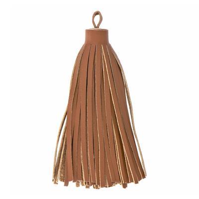 8.5cm Large Saddle Brown Nappa Leather Tassel - Goody Beads