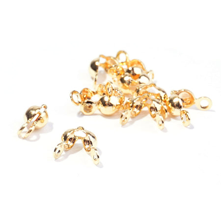 6.5x3.5mm Gold Plated Brass Clamshell Bead Tips - 10 Pack - Goody Beads