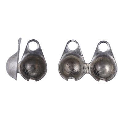 3.2mm Antique Silver Clamshell Bead Tips - Goody Beads