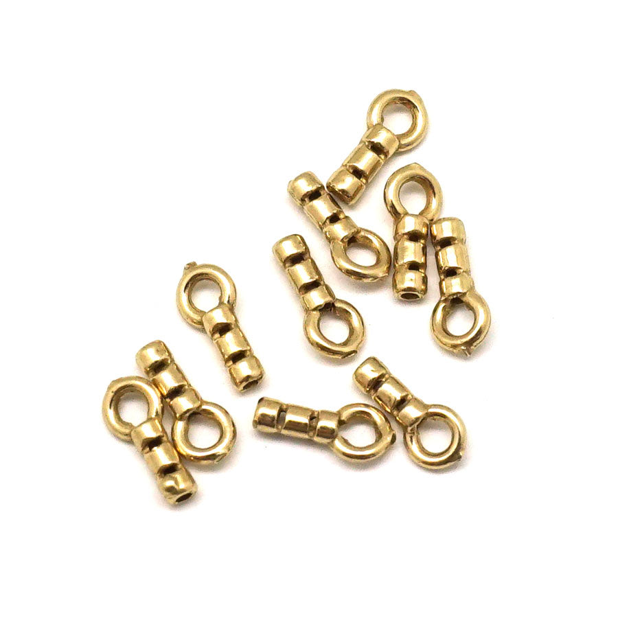 5x2mm Brass Crimp End with Loop - 10 Pack - Goody Beads