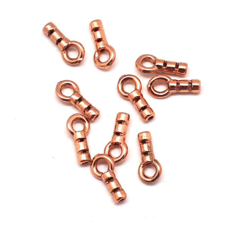 5x2mm Copper Plated Brass Crimp End with Loop - 10 Pack - Goody Beads