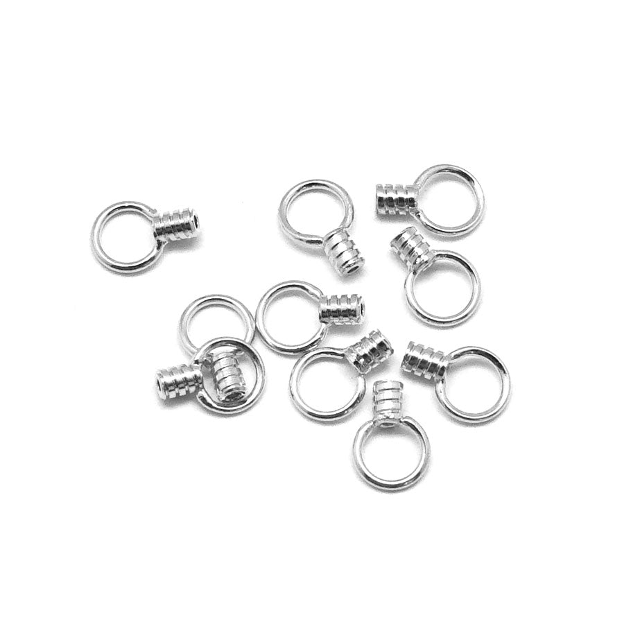 2.5x1.5mm Silver Plated Brass Crimp End with Loop - 10 Pack - Goody Beads