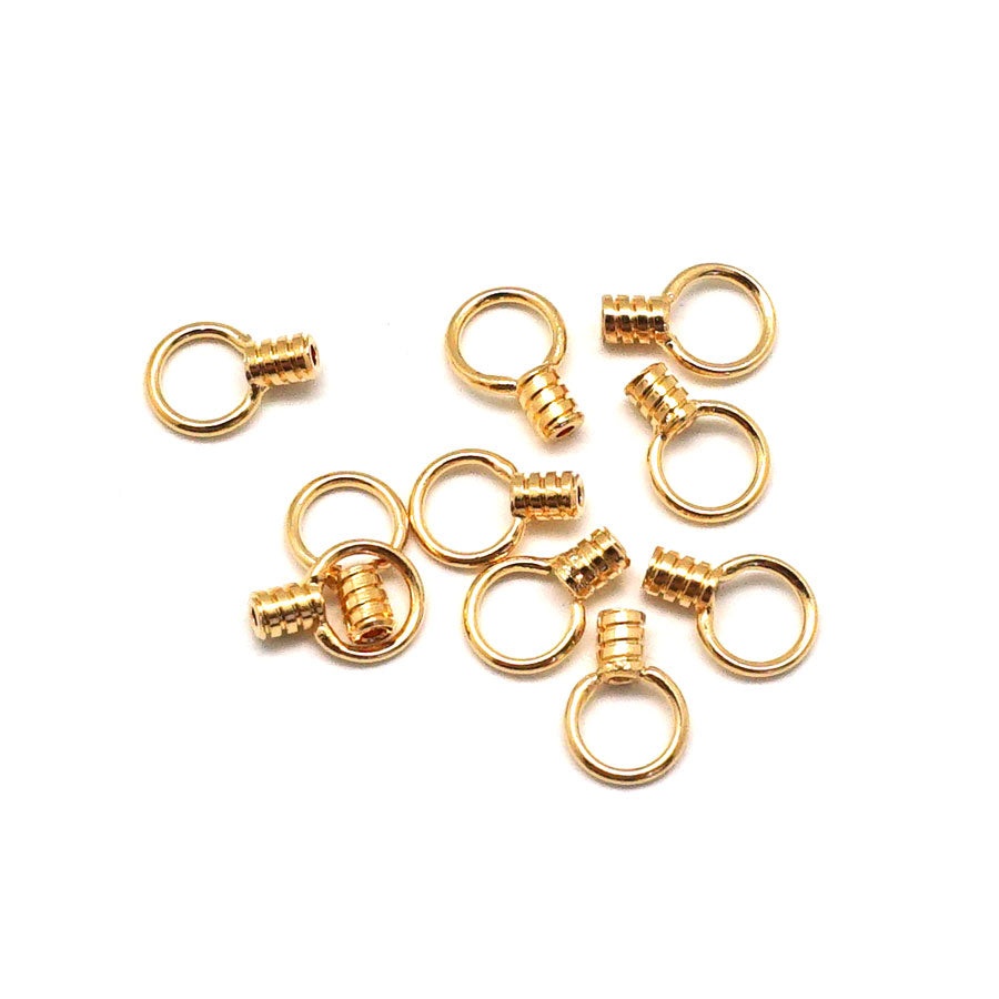 2.5x1.5mm Gold Plated Brass Crimp End with Loop - 10 Pack - Goody Beads