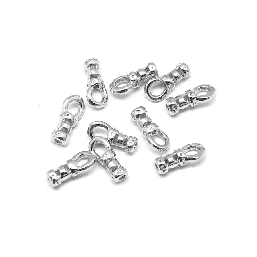 4x2mm Silver Plated Brass Crimp End with Loop - 10 Pack - Goody Beads