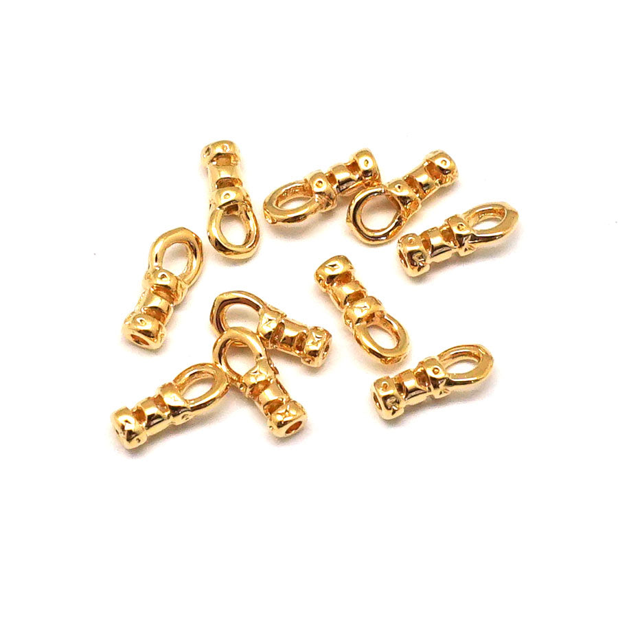 4x2mm Gold Plated Brass Crimp End with Loop - 10 Pack - Goody Beads