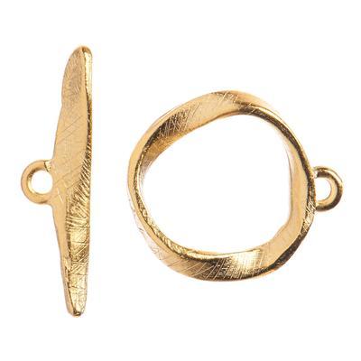 21mm Satin Gold Round Toggle Clasp - Goody Beads