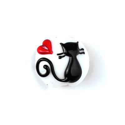 15mm Handmade Loving Cat Lentil Bead by Grace Lampwork - Goody Beads