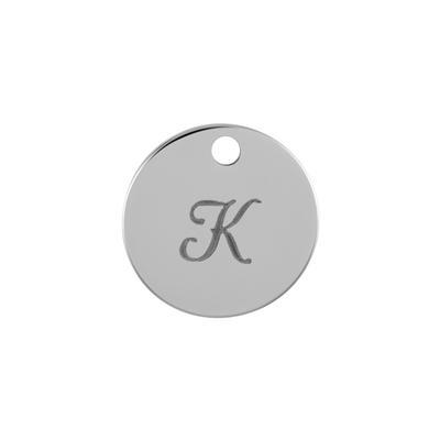 13mm Silver Alphabet Letter Charm - K - Goody Beads