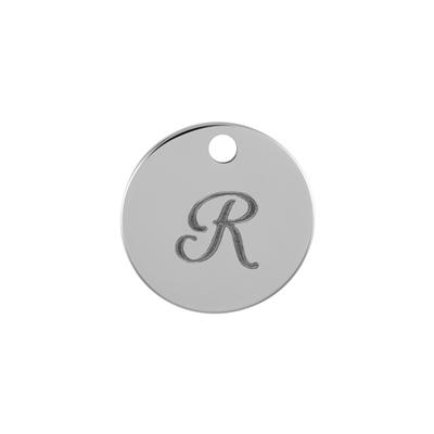 13mm Silver Alphabet Letter Charm - R - Goody Beads