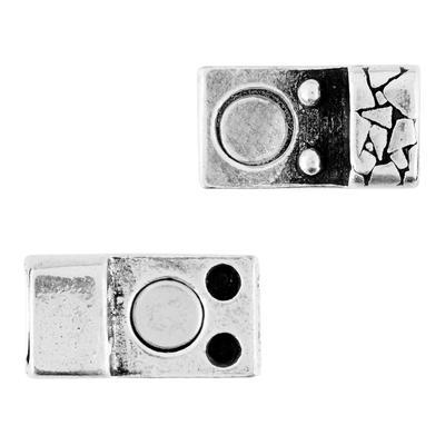 5mm Antique Silver Abstract Magnetic Clasp for Flat Leather - Goody Beads