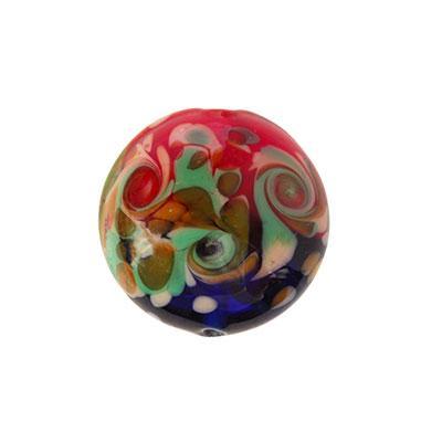 16mm Red and Blue Sand Swirl Disc Lampwork Beads - Goody Beads