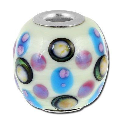 19mm Pastel Polka Dots Barrel Pendant Large Hole Beads