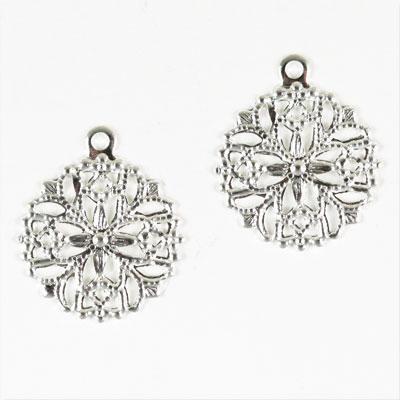 15mm Silver Intricate Snowflake Charm - Goody Beads