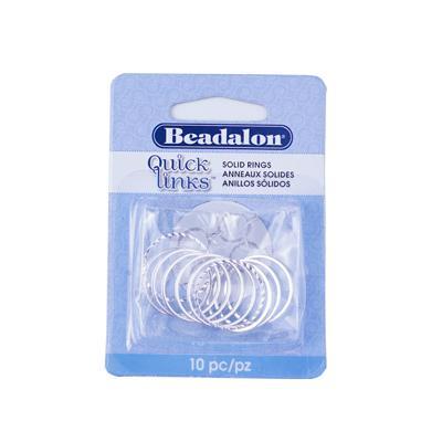 20mm Silver Plated Round Diamond Cut Solid Quick Links Rings from Beadalon - Goody Beads
