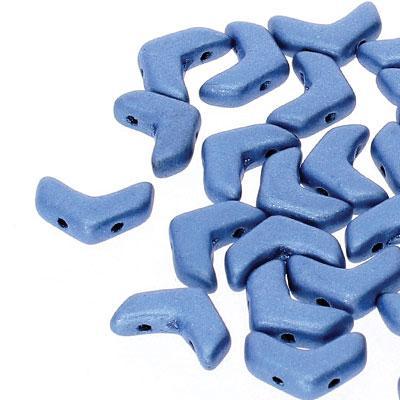 4x10mm Jet Suede Blue Chevron Duo Czech Glass Beads - Goody Beads